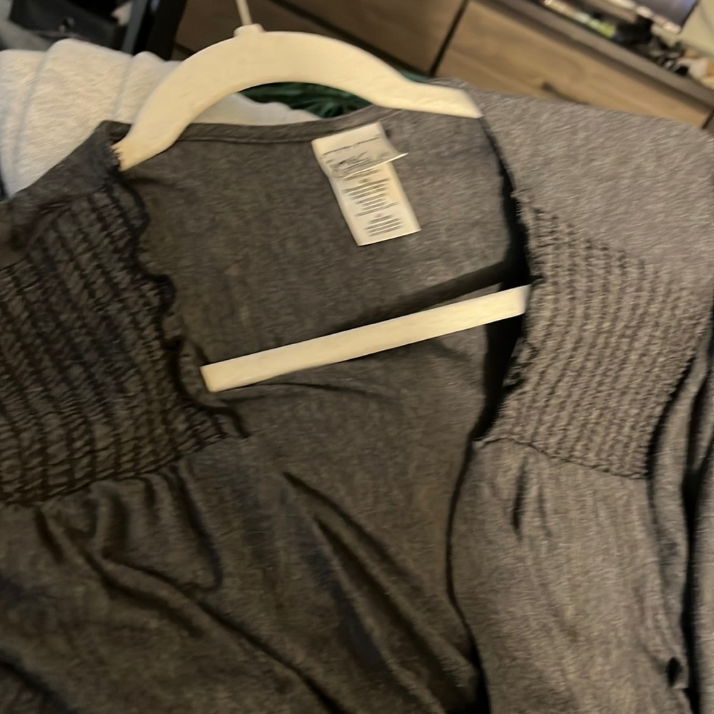 Gray mock wrap dress